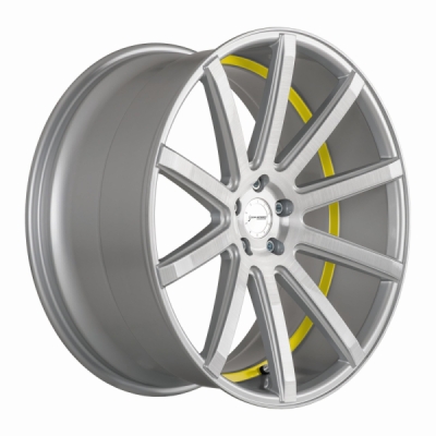 Corspeed DEVILLE Stříbrná broušená / žlutý lem 10,5×20" 5×112 ET 35