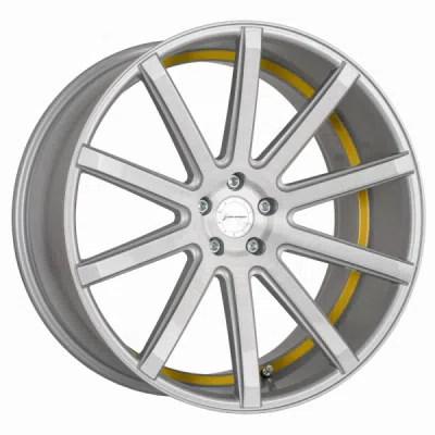 Corspeed DEVILLE Stříbrná broušená / žlutý lem 10,5×20" 5×112 ET 35