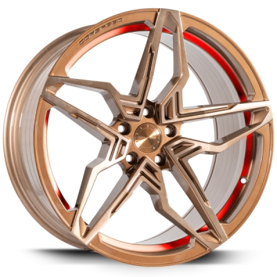 Corspeed KHARMA lesklý bronzový broušený povrch / červený lem 8,5×19" 5×120 ET 35