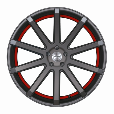 Corspeed DEVILLE Gunmetal šedá / červený lem 9×21" 5×112 ET 25