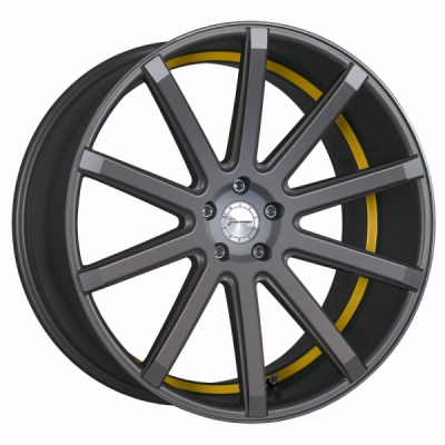 Corspeed DEVILLE Gunmetal šedá / žlutý lem 10,5×20" 5×112 ET 35
