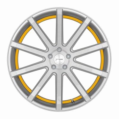 Corspeed DEVILLE Stříbrná broušená / žlutý lem 9×21" 5×112 ET 25