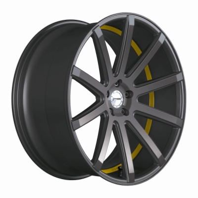 Corspeed DEVILLE Gunmetal šedá / žlutý lem 9×20" 5×112 ET 35