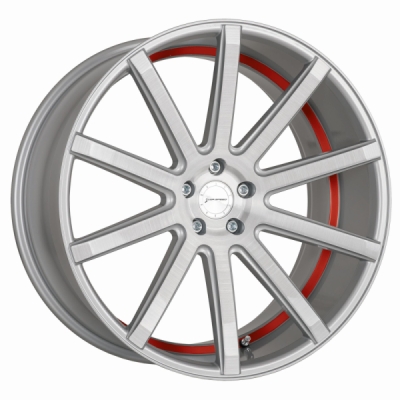 Corspeed DEVILLE Stříbrná broušená / červený lem 9×20" 5×112 ET 35