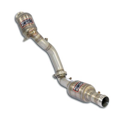 Pravý downpipe s dvěma metalickými katalyzátory a přírubami pro senzory Supersprint 724871