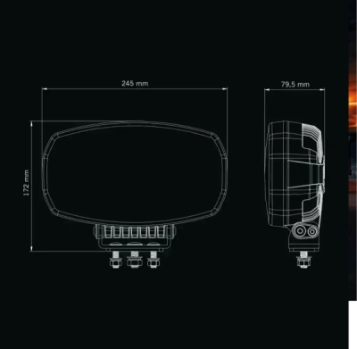 LED reflektor Strands FIREFLY ONE 245mm, s pozičním světlem, strobo, 9-48V, 15400 lm, 150W