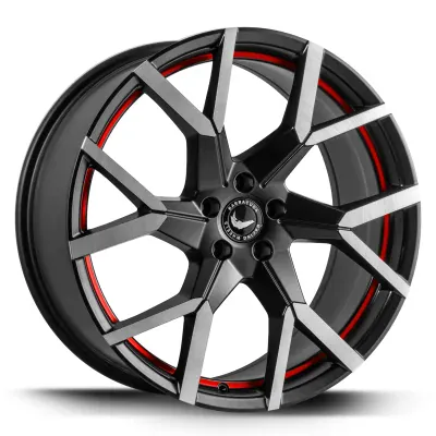 Barracuda TZUNAMEE EVO tmavá Gunmetal šedá / broušená / červený lem 8,5×19" 5×114,3 ET 40