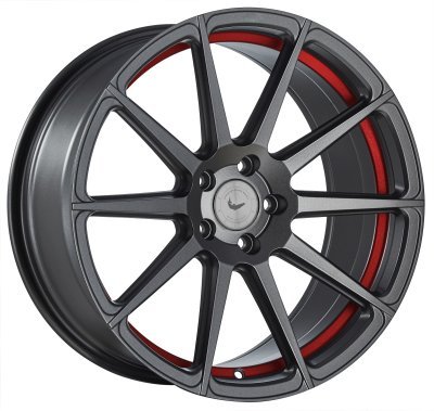 Barracuda PROJECT 2.0 Gunmetal šedá matná / červený lem 10,5×20" 5×112 ET 50