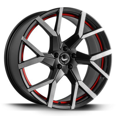 Barracuda TZUNAMEE EVO tmavá Gunmetal šedá / broušená / červený lem 8×18" 5×100 ET 43