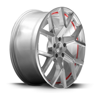 Barracuda TZUNAMEE EVO stříbrná broušená / červený lem 8,5×19" 5×108 ET 40