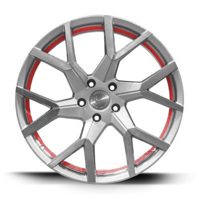 Barracuda TZUNAMEE EVO stříbrná broušená / červený lem 8,5×19" 5×114,3 ET 35