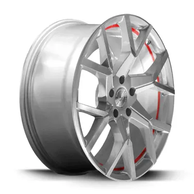 Barracuda TZUNAMEE EVO stříbrná broušená / červený lem 8,5×19" 5×108 ET 35