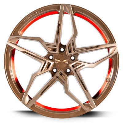 Corspeed Kharma lesklý bronzový broušený povrch / červený lem 10×20" 5×120 ET 35
