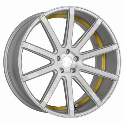 Corspeed DEVILLE Stříbrná broušená / žlutý lem 8,5×19" 5×108 ET 40