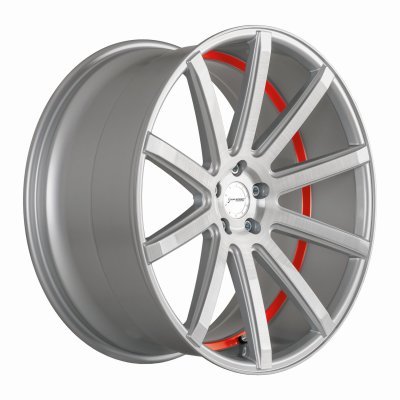 Corspeed DEVILLE Stříbrná broušená / červený lem 10,5×21" 5×108 ET 45