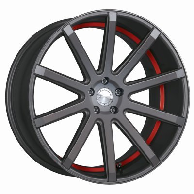 Corspeed DEVILLE Gunmetal šedá / červený lem 9,5×22" 5×114,3 ET 37