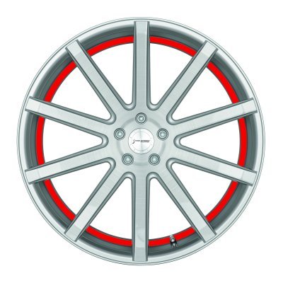 Corspeed DEVILLE Stříbrná broušená / červený lem 8,5×19" 5×114,3 ET 40