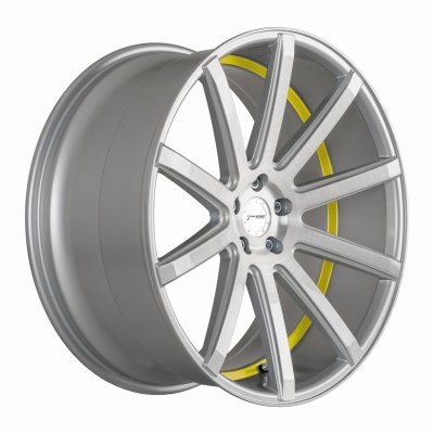 Corspeed DEVILLE Stříbrná broušená / žlutý lem 8,5×19" 5×112 ET 45