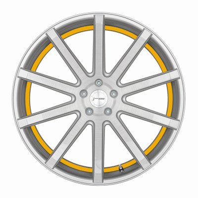 Corspeed DEVILLE Stříbrná broušená / žlutý lem 8,5×19" 5×112 ET 45