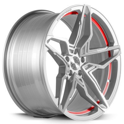 Corspeed Kharma Stříbrná broušená / červený lem 8,5×19" 5×120 ET 40