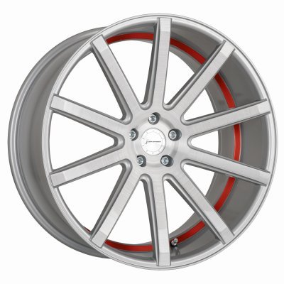 Corspeed DEVILLE Stříbrná broušená / červený lem 11×23" 5×112 ET 40