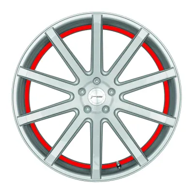 Corspeed DEVILLE Stříbrná broušená / červený lem 10,5×20" 5×112 ET 40