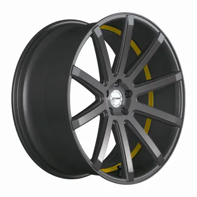 Corspeed DEVILLE Gunmetal šedá / žlutý lem 10,5×21" 5×114,3 ET 40