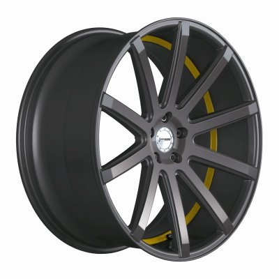 Corspeed DEVILLE Gunmetal šedá / žlutý lem 10,5×22" 5×130 ET 45