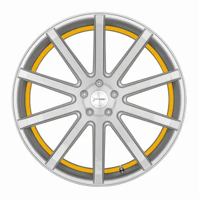 Corspeed DEVILLE Stříbrná broušená / žlutý lem 10,5×20" 5×112 ET 40
