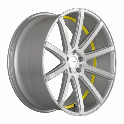 Corspeed DEVILLE Stříbrná broušená / žlutý lem 10,5×20" 5×112 ET 30