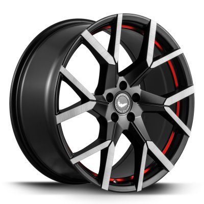 Barracuda TZUNAMEE EVO tmavá Gunmetal šedá / broušená / červený lem 8,5×19" 5×114,3 ET 40