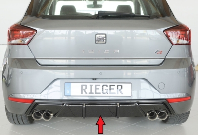 Seat Ibiza V - KJ Rieger Heckeinsatz für Doppelendrohr li. u. re., (4x80mm ø), ABS, schwarz glänzend,inkl. Montagezubehör, Gutachten FOX RIE00088358