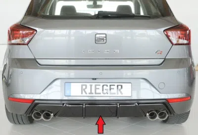 Seat Ibiza V - KJ Rieger Heckeinsatz für Doppelendrohr li. u. re., (4x80mm ø), ABS, schwarz glänzend,inkl. Montagezubehör, Gutachten FOX RIE00088358
