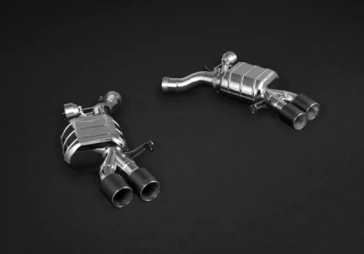 Výfukový systém s ventily a programovatelnou řídicí jednotkou CES-3, nová verze s 80er trubkami pro nejlepší zvuk a nejlepší výkon, kat delated, steal stainless / Carbon Endpipes CAPRISTO CAP-02BM-038-03-009