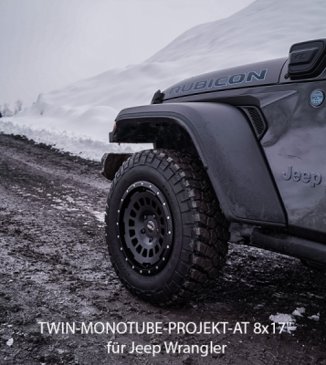 Twin-Monotube-Projekt AT1 černá matná, konkávní s kovaným ochranným prstencem 8×17" 5×127 (Jeep Wrangler)