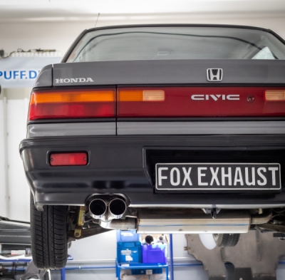 Honda Civic 4 - ED3 Endschalldämpfer quer und Vorschalldämpfer - 2x70 Typ 10 links