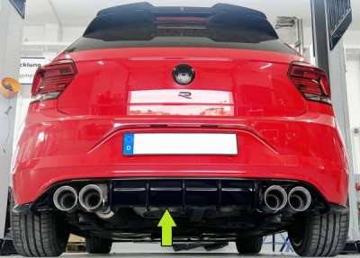 Rieger Heckeinsatz VW Polo AW GTI ABS - glänzend - für 4x100mm Endrohre - schwarz glänzend inkl. Montagezubehör und Gutachten FOX RIE00088370