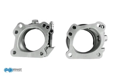Hosenrohr V-Band Set 76mm mit Schellen Bestehend aus 2x V- Band Flansch aus Edelstahl\ FOX UNI-VBD-76-RS4