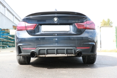 BMW F36 - 440i xDrive Grand Coupe - M-Paket Endschalldämpfer quer Ausgang rechts/links - 1x100 Typ 25 rechts/links schwarz emalliert - mit Abgasklappe im linken Endrohr FOX BM160035-293S