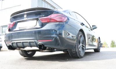 BMW F36 - 440i xDrive Grand Coupe - M-Paket Endschalldämpfer quer Ausgang rechts/links - 1x100 Typ 25 rechts/links schwarz emalliert - mit Abgasklappe im linken Endrohr FOX BM160035-293S