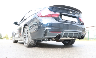 BMW F36 - 440i xDrive Grand Coupe - M-Paket Endschalldämpfer quer Ausgang rechts/links - 1x100 Typ 25 rechts/links schwarz emalliert - mit Abgasklappe im linken Endrohr FOX BM160035-293S