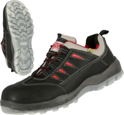 Pantofi de protectie Nitras, negru/rosu m42