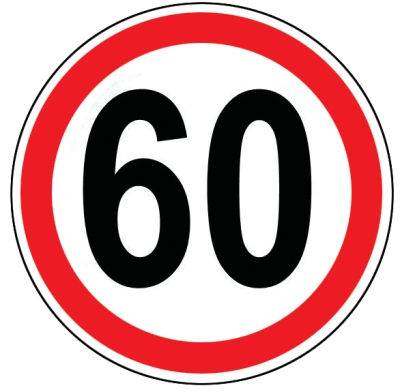 Autocolant limita viteza 60km/h 200mm cu contur rosu