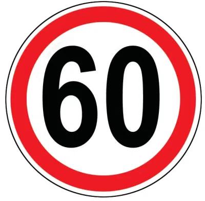 Autocolant limita viteza 60km/h 200mm cu contur rosu