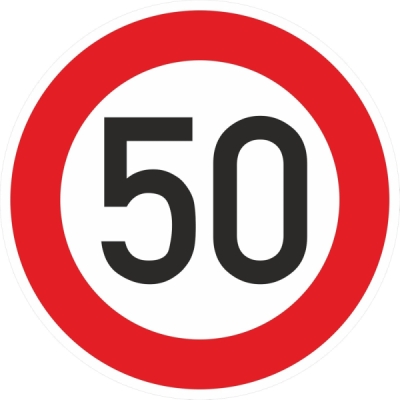 Autocolant limita viteza 50km/h 200mm contur rosu