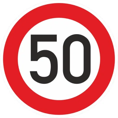 Autocolant limita viteza 50km/h 200mm contur rosu