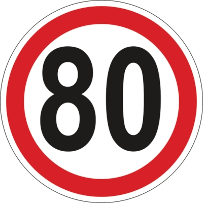 Autocolant limita viteza 80km/h 200mm contur rosu