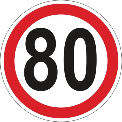 Autocolant limita viteza 80km/h 200mm contur rosu