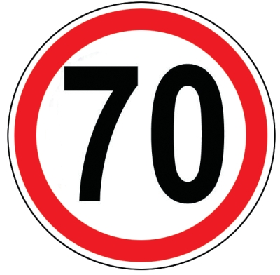 Autocolant limita viteza 70km/h 200mm contur rosu
