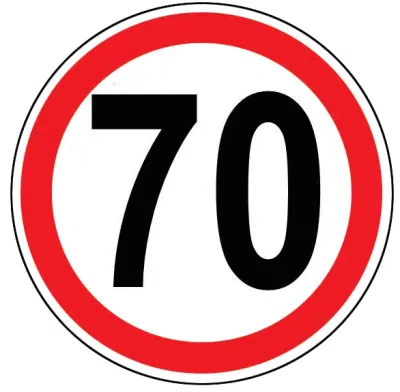 Autocolant limita viteza 70km/h 200mm contur rosu